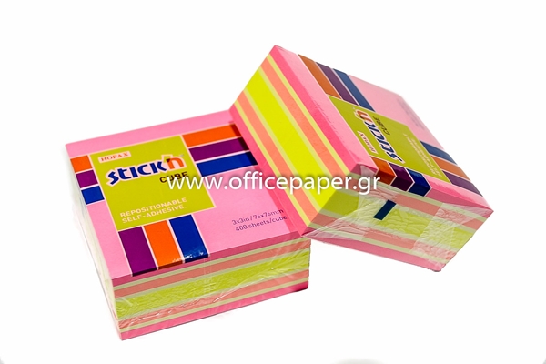 ΧΑΡΤΑΚΙΑ ΚΥΒΟΣ ΑΥΤΟΚ. HOPAX 75Χ75 400Φ ΝΕΟΝ ΡΟΖ PASTEL No21536