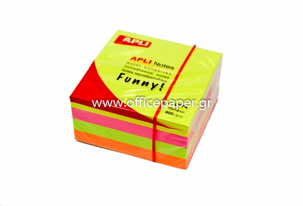 ΧΑΡΤΑΚΙΑ ΚΥΒΟΣ APLI 75X75 FLUO FUNNY 400Φ. ΑΥΤΟΚΟΛΛΗΤΑ 10974