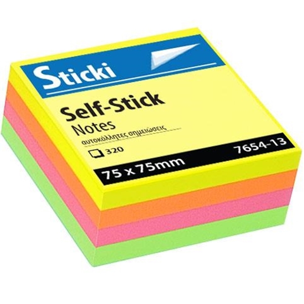 ΧΑΡΤΑΚΙΑ ΑΥΤΟΚ. STICKI ΚΙΤΡΙΝΑ  75X75mm X 320Φ ΝΕΟΝ   7654-13