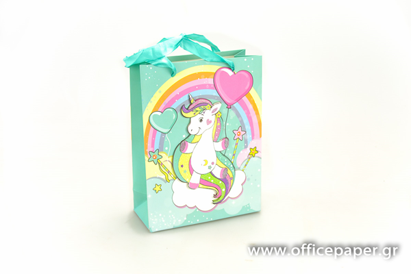 ΣΑΚΟΥΛΑ ΔΩΡΟΥ ΧΑΡΤΙΝΗ MOΝΟΚΕΡΟΣ ΜΕ ΧΕΡΙ ΚΟΡΔΕΛΑ 18X28+8εκ. 4 ΣΧΕΔΙΑ