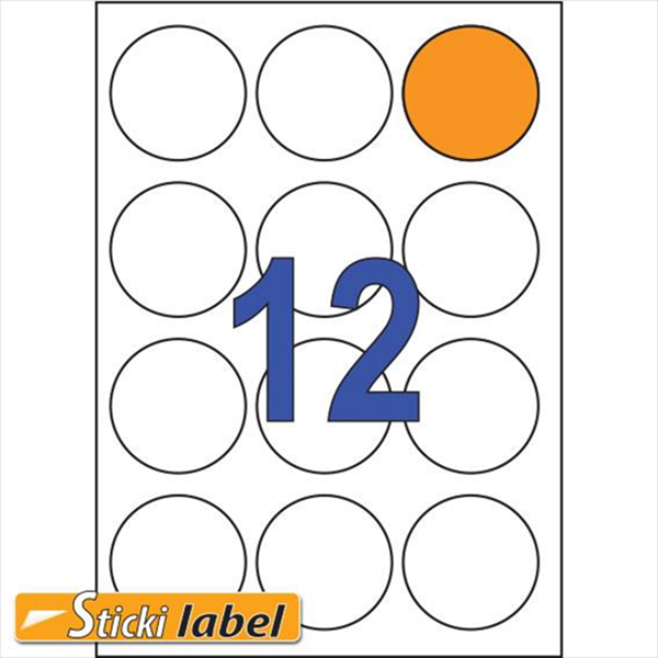 ΕΤΙΚΕΤΕΣ STICKY  60mm (στρόγγυλη)  Π100Φ LASER-INK-COPY