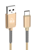 ΚΑΛΩΔΙΟ GOLF USB 2.0V (A) σε USB TYPE-C flex alu PTR-0022, copper, 1m, χρυσό