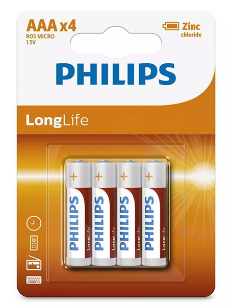 ΜΠΑΤΑΡΙΕΣ PHILIPS 4ΧΑΑ  1,5V LONG LIFE ZINC R06