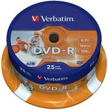 DVD-R VERBATIM 4,7 GB 120min PRINTABLE 25ΑΔΑ