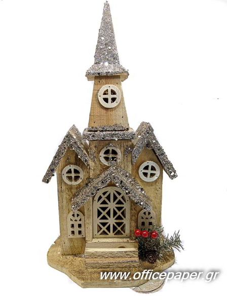 ΣΠΙΤΑΚΙ ΧΡΙΣΤΟΥΓΕΝΝΑ  ΞΥΛΙΝΟ ΜΕ ΦΩΣ ΥΨΟΣ 37Χ10Χ18εκ.  Νο 2245547 CH-2021