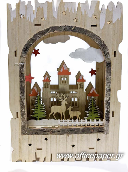 ΞΥΛΙΝΟ ΧΩΡΙΟ ΜΕ ΦΩΣ ΥΨΟΣ 30Χ21Χ5εκ. Νο 276933-1  ΣΧΕΔΙΟ ΚΑΣΤΡΟ ΚΟΚΚΙΝΟ  CH-2021