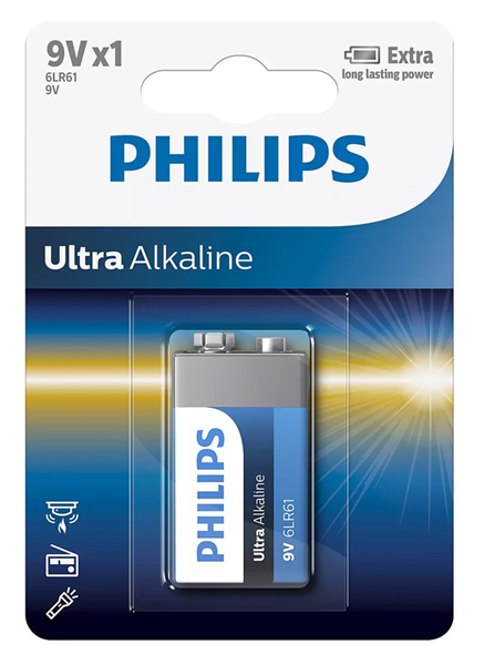 ΜΠΑΤΑΡΙΕΣ PHILIPS 9V ULTRA ALKALINE 6LR61