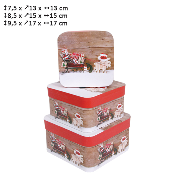 ΚΟΥΤΙ ΧΡΙΣΤΟΥΓΕΝΝΙΑΤΙΚΟ ΤΕΤΡΑΓΩΝΟ ΧΑΡΤΟΝΙ 9.5x17x17 cm ΕΛΚΗΘΡΟ ΣΕΤ 3 ΤΕΜ 00001599