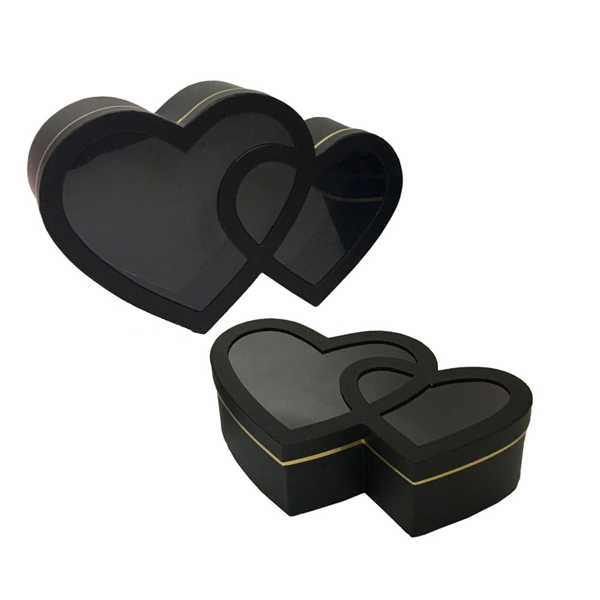 ΚΟΥΤΙ ΔΩΡΟΥ ΔΙΠΛΗ ΚΑΡΔΙΑ ΜΑΥΡΗ  38 x 24.7cm ΣΕΤ 2 ΤΕΜ 12491