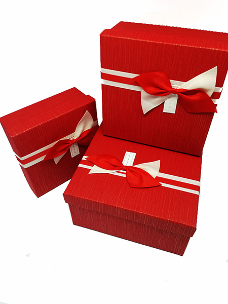 ΚΟΥΤΙ ΔΩΡΟΥ ΤΕΤΡΑΓΩΝΟ ΜΕ ΦΙΟΓΚΟ ΧΑΡΤΟΝΙ 19x19x9 cm ΣΕΤ 3 ΤΕΜ 600099 ΚΟΚΚΙΝΟ