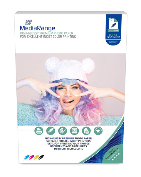 ΧΑΡΤΙ ΦΩΤΟΓΡΑΦΙΚΟ MEDIARANGE HIGH-GLOSS 220gr Α4 100Φ MRINK103