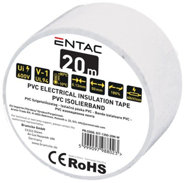 ΜΟΝΩΤΙΚΗ ΤΑΙΝΙΑ ENTAC 50mmΧ20m ,600V,-10+80C,πάχος 0.13mm,40kV/mm ΛΕΥΚΗ