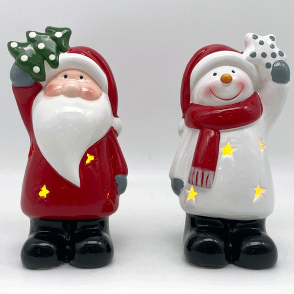 ΚΕΡΑΜΙΚΟ ΧΡΙΣΤΟΥΓΕΝΝΩΝ ΑΗ-ΒΑΣΙΛΗΣ -ΧΙΟΝΑΘΡΩΠΟΣ ΜΕ LED 7.8x7x14.8cm  319887