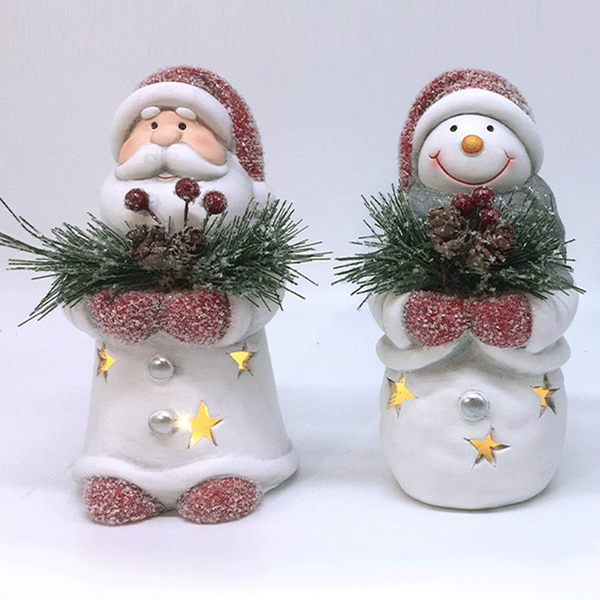 ΚΕΡΑΜΙΚΟ ΧΡΙΣΤΟΥΓΕΝΝΩΝ ΑΗ-ΒΑΣΙΛΗΣ -ΧΙΟΝΑΘΡΩΠΟΣ ΜΕ LED 9.3x9x16.5cm 319150