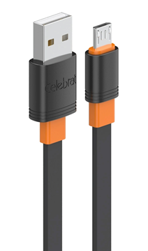 ΚΑΛΩΔΙΟ USB 2.0 MALE TO MICRO CELEBRAT CB-33M, flat, 10.5W, 1m, μαύρο