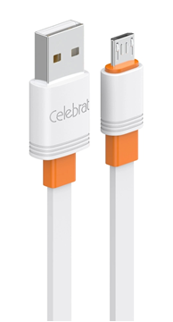 ΚΑΛΩΔΙΟ USB 2.0 MALE TO MICRO CELEBRAT CB-33M, flat, 10.5W, 1m, ΛΕΥΚΟ