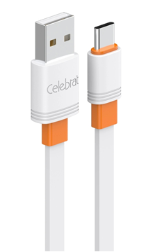ΚΑΛΩΔΙΟ USB 2.0 MALE TO TYPE-C CELEBRAT CB-33C, flat, 3A, 1m, λευκό