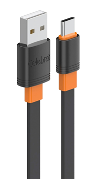 ΚΑΛΩΔΙΟ USB 2.0 MALE TO TYPE-C CELEBRAT CB-33C, flat, 3A, 1m, μαύρο