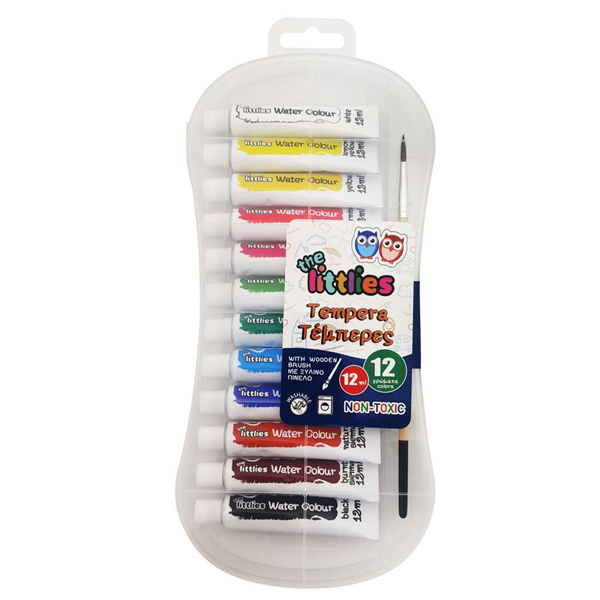 Τέμπερες The Littlies 12ml με ξύλινο πινέλο, 12 Χρώματα