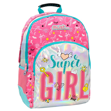 Σχολική Τσάντα Πλάτης Δημοτικού Must Super Girl 3 Θήκες