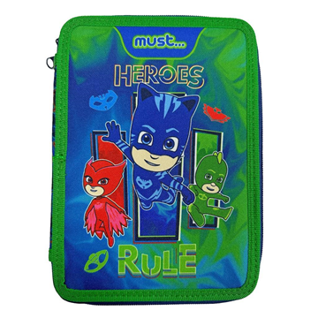 Κασετίνα Διπλή Γεμάτη PJ Masks Heroes Rule Must