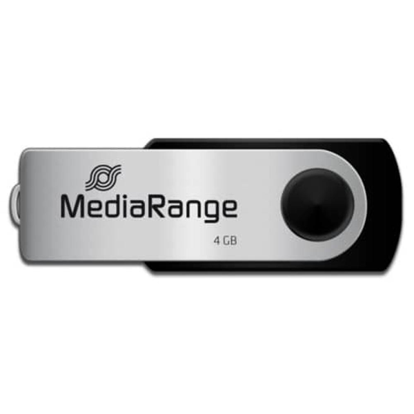 ΜΝΗΜΗ USB MEDIARANGE 4GB BLACK USB 2.0 SWIVEL