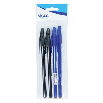 ΣΤΥΛΟ SKAG TRI GRIP set 2 ΜΠΛΕ 2 ΜΑΥΡΑ ΧΡΩΜΑ  ΓΡΑΦΗ 1.00mm Νο 300155