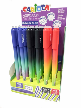 ΣΤΥΛΟ CARIOCA OOPS ERASABLE EASY ΜΕ ΚΑΠΑΚΙ 0,7 mm ( Fine)  3 ΧΡΩΜΑΤΑ