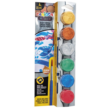 ΤΕΜΠΕΡΑ CARIOCA METALLIC 6Χ25ml NEW BOX SUPERWASHABLE 40426