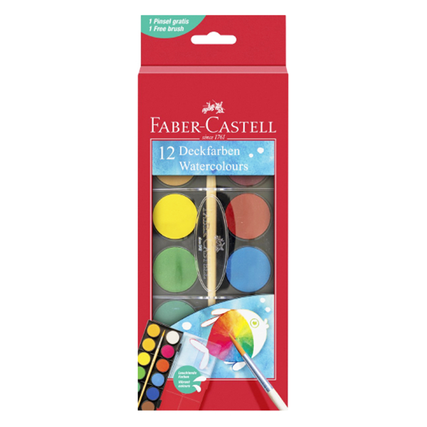 ΝΕΡΟΧΡΩΜΑΤΑ FABER CASTEL 12 ΧΡΩΜΑΤΑ Φ20mm ΚΑΙ ΠΙΝΕΛΟ  No 125017