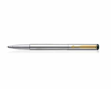 ΣΤΥΛΟ PARKER VECTOR 21 GOLD CLIP SILVER WITH BLACK STANDART ROLLER BALL ULTRA FINE BLUE INK
