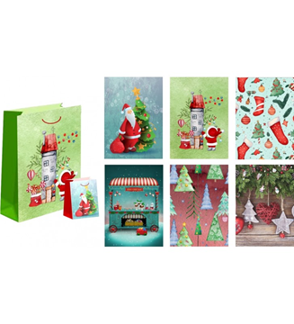 ΣΑΚΟΥΛΑ ΔΩΡΟΥ ΧΑΡΤΙΝΗ ΧΡΙΣΤ. ΔΙΑΦΟΡΕΣ ΜΕ ΚΟΡΔΟΝΙ 17x23x8cm xchcd