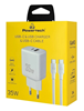 ΦΟΡΤΙΣΤΗΣ ΜΠΡΙΖΑΣ POWERTECH PT-1179, καλώδιο, USB/USB-C, 35W, GaN, λευκός
