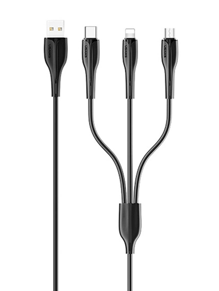 ΚΑΛΩΔΙΟ USAMS USB σε USB-C/Lightning/Micro USB US-SJ374, 10W, 1m, μαύρο
