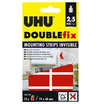ΚΟΛΛΑ ΜΑΣΤΙΧΑ UHU DOUBLE FIX ΑΟΡΑΤΕΣ 12ΤΕΜ 19Χ40mm 2.5kg/ΛΩΡΙΔΑ