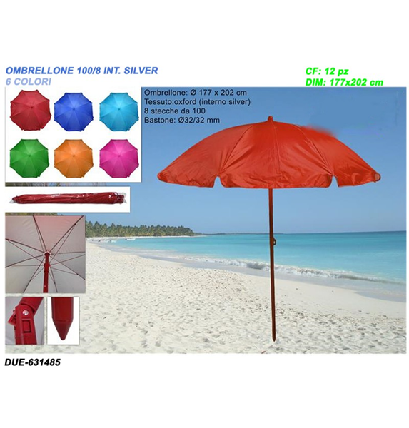 ΟΜΠΡΕΛΑ ΘΑΛΑΣΣΗΣ ΜΕ ΗΛΙΟΠΡΟΣΤΑΣΙΑ ΔΙΑΜ.2μ -8 ΑΚΤΙΝΕΣ-Φ32/32 ΥΦΑΣΜΑ POLYESTER ΔΙΑΦΟΡΑ ΧΡΩΜΑΤΑ