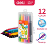 ΜΑΡΚΑΔΟΡΟΙ DELI ΔΙΠΛΗ ΜΥΤΗ COLOR EMOTION  12 ΧΡΩΜAΤΩΝ ΛΕΠΤΗΣ ΓΡΑΦΗΣ ΚΑΙ ΠΙΝΕΛΟ