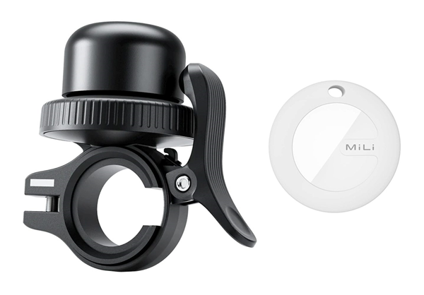 SMART TAG MILI κουδούνι ποδηλάτου με smart tag MiTag Duo, iOS & Android, Bluetooth tracker, μαύρο/λευκό