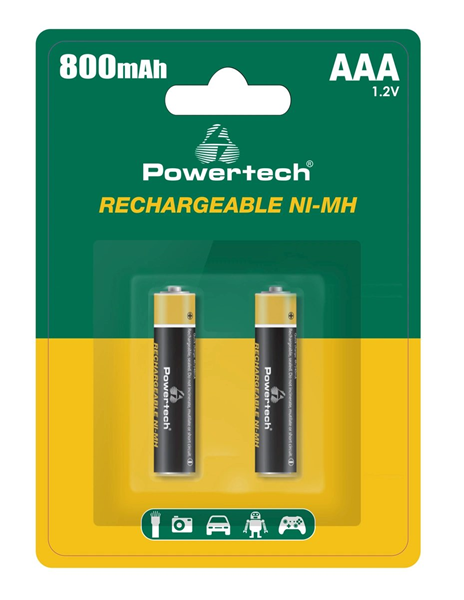 ΜΠΑΤΑΡΙΕΣ POWERTECH 2ΧΑΑΑ PT-1403 1,2V 800mAh Ni-Mh ΕΠΑΝΑΦΟΡΤΙΖΟΜΕΝΕΣ