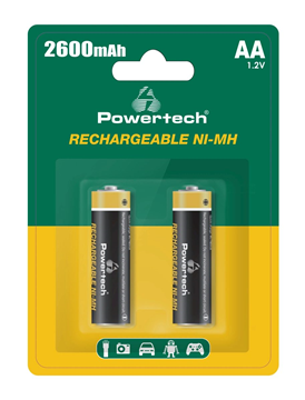 ΜΠΑΤΑΡΙΕΣ POWERTECH 2ΧΑΑ PT-1404 1,2V 2600mAh Ni-Mh ΕΠΑΝΑΦΟΡΤΙΖΟΜΕΝΕΣ