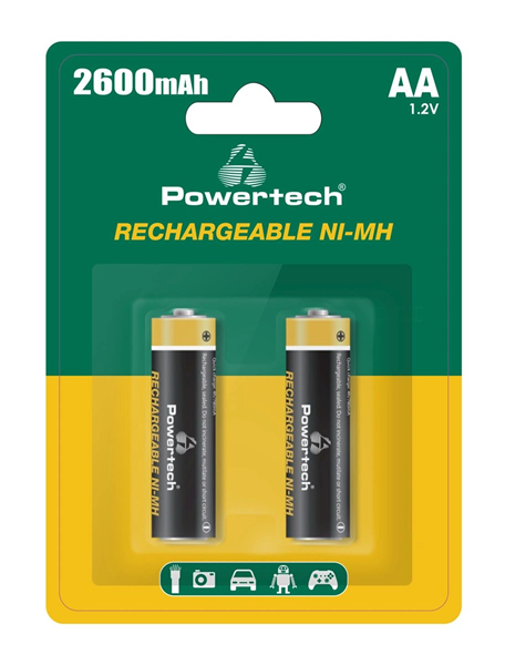 ΜΠΑΤΑΡΙΕΣ POWERTECH 2ΧΑΑ PT-1404 1,2V 2600mAh Ni-Mh ΕΠΑΝΑΦΟΡΤΙΖΟΜΕΝΕΣ