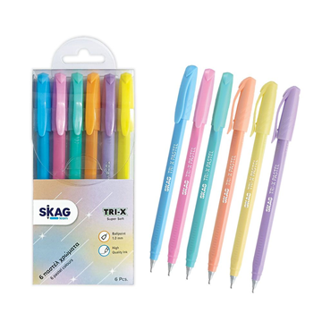 ΣΤΥΛΟ SKAG TRI-X ΠΑΣΤΕΛ 6 ΧΡΩΜΑΤΑ ΓΡΑΦΗ 1.00mm Νο 301886