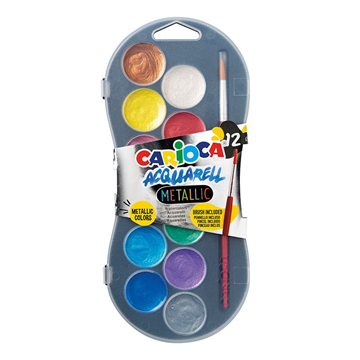 ΝΕΡΟΧΡΩΜΑΤΑ CARIOCA AQUARELL METALLIC 12TEM ΜΕΣΑΙΟ ΣΤΡΟΓΓΥΛΑ Φ30mm No 42402