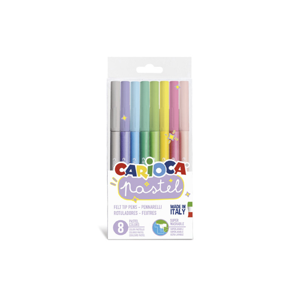 ΜΑΡΚΑΔΟΡΟΙ CARIOCA PASTEL-ΠΑΣΤΕΛ 8 ΧΡΩΜAΤΩΝ ΜΕΣΑΙΑΣ ΓΡΑΦΗΣ ΧΩΡΙΣ ΑΛΛΕΡΓΙΟΓΟΝΑ