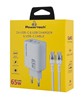 ΦΟΡΤΙΣΤΗΣ POWERTECH τοίχου PT-1415 με καλώδιο, USB/2x USB-C, 65W, GaN, λευκός