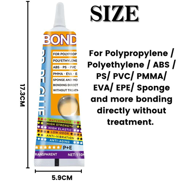 Κόλλα συγκόλλησης πλαστικών PP PE, διαφανής, εξαιρετικά ισχυρή κόλλα για πολυπροπυλένιο, πολυαιθυλένιο, ABS, PVC, PMMA