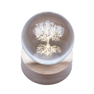 ΦΩΤΙΣΤΙΚΟ ΓΥΑΛΑ LED 3D ΔΕΝΤΡΟ Φ8cm ME ΜΠΑΤΑΡΙΑ 17252