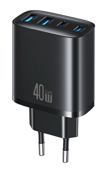 ΦΟΡΤΙΣΤΗΣ ΜΠΡΙΖΑΣ USAMS CC330, 2x USB & 2x USB-C, 40W, GaN, μαύρος