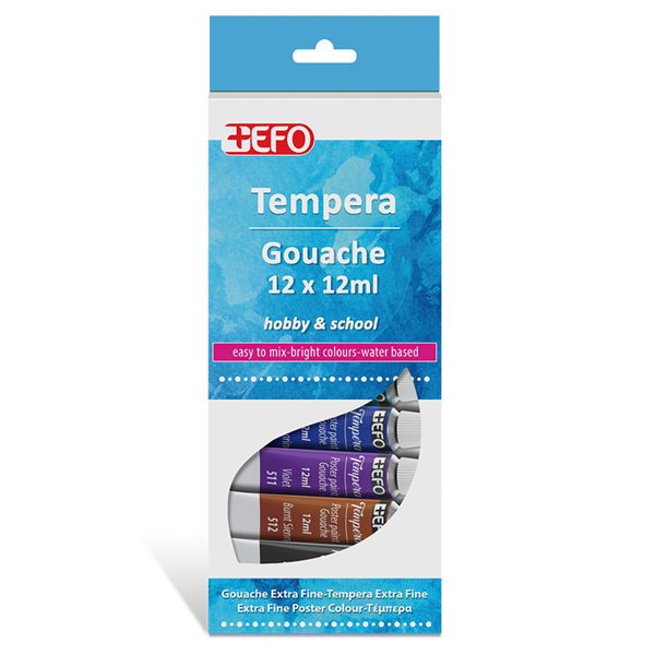 ΤΕΜΠΕΡΑ +EFO SET 12 ΧΡΩΜΑΤΑ X 12ml ΣΕ ΧΑΡΤΙΝΟ ΚΟΥΤΙ 382012