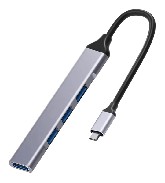 HUB USB 3.0 POWERTECH USB-C hub PTH-079, 4x USB ports, γκρι